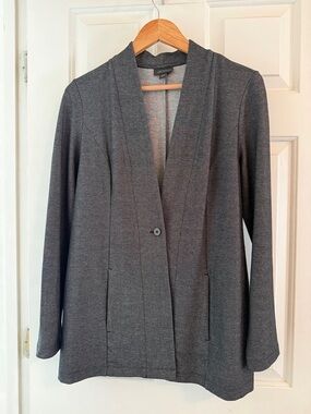 EUC Women’s J. Jill Wearever Collection Gray Single-Button Blazer Cardigan, sz S